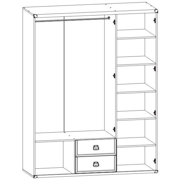 Шкаф платяной Индиана JSZF3D2S/150 Дуб шутер ВМК (БРВ) Украина