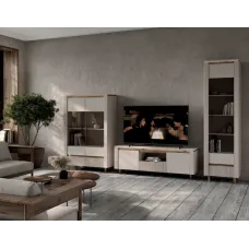 Гостиная Элегант с подсветкой кашемир / дуб ливорный ВМК (БРВ) Украина